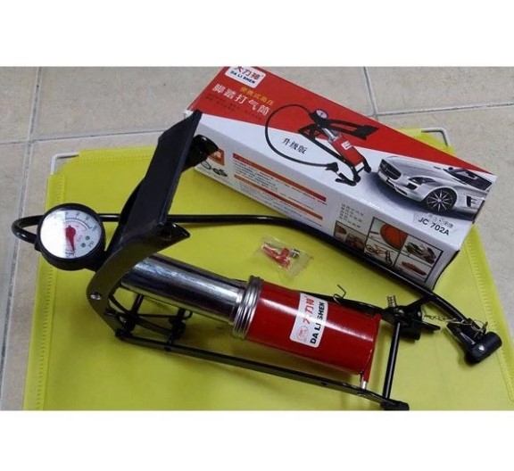 Bơm Đạp Chân Mini PTLUXURY Dụng Cụ Bơm Hơi Đa Năng Có Đồng Hồ Đo Áp Suất Chính Xác