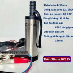 Bơm Điện Chìm 12V/24V Vỏ Hợp Kim Nhôm – Bơm Dầu Diesel, Nhiên Liệu, Nước Công Suất Mạnh 30L/Phút