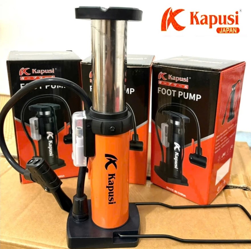 Bơm Hơi Đạp Chân Kapusi Dòng Bơm Mini 1 Xilanh, 2 Xilanh Mạnh Mẽ Cho Xe Máy, Xe Đạp, Ô Tô, Đồ Bơm Hơi