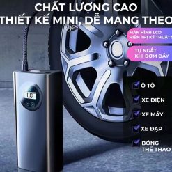 Bơm hơi mini di động xe hơi dùng pin sạc cao cấp Wisezen