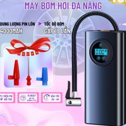 Bơm hơi mini di động xe hơi dùng pin sạc cao cấp Wisezen