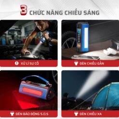 Bơm Lốp Kích Bình Ô Tô V2 4in1 Medicar 12.000mAh – Bơm Lốp, Kích Bình, Sạc Dự Phòng & Đèn Pin Siêu Sáng