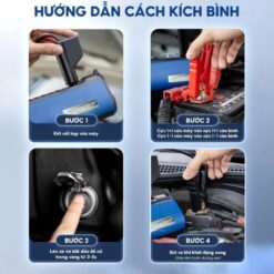 Bơm Lốp & Kích Bình Ô Tô Wisezen 4 in 1 – Đa Năng Bơm, Kích Bình, Sạc Dự Phòng, Đèn Chiếu Sáng