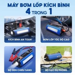 Bơm Lốp & Kích Bình Ô Tô Wisezen 4 in 1 – Đa Năng Bơm, Kích Bình, Sạc Dự Phòng, Đèn Chiếu Sáng