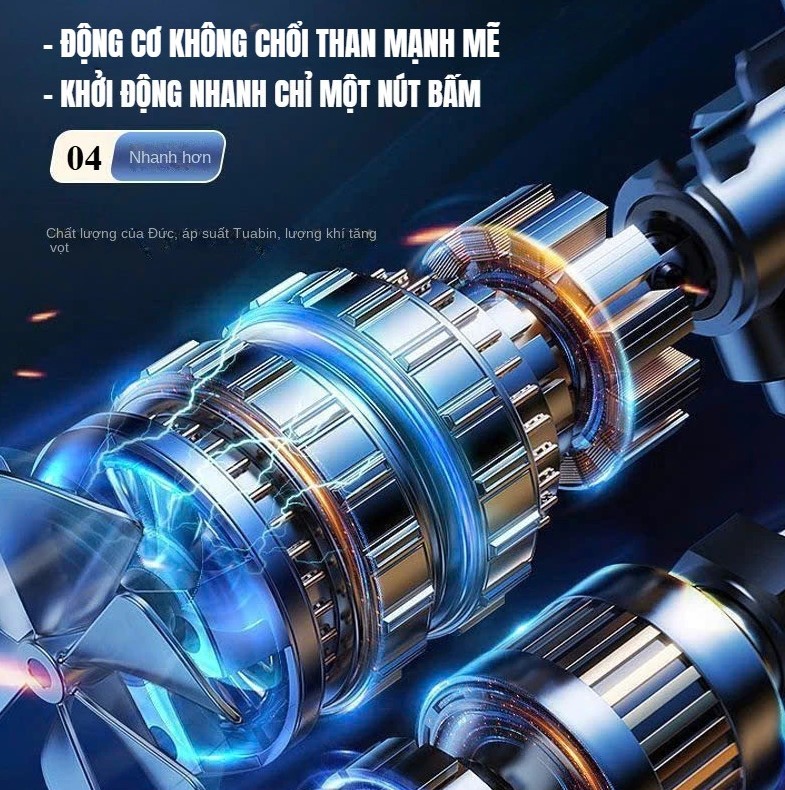 Bơm Lốp Mini Di Động Dùng Pin Sạc Cao Cấp – Cho Ô Tô, Xe Máy, Xe Đạp, Xe Điện & Bóng Thể Thao