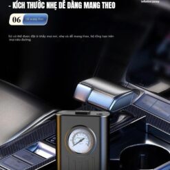 Bơm Lốp Mini Di Động Dùng Pin Sạc Cao Cấp – Cho Ô Tô, Xe Máy, Xe Đạp, Xe Điện & Bóng Thể Thao