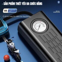 Bơm Lốp Mini Di Động Dùng Pin Sạc Cao Cấp – Cho Ô Tô, Xe Máy, Xe Đạp, Xe Điện & Bóng Thể Thao
