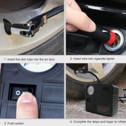 Bơm lốp ô tô 12V siêu mạnh Daihatsu, Máy nén khí mini cho ô tô, xe máy, xe đạp, xe 4–16 chỗ