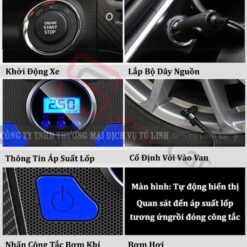 Bơm Lốp Ô Tô Mini Đa Năng AIKESI, Omino, Không Dây – Máy Bơm Hơi Xe Hơi Tự Ngắt Thông Minh 12V