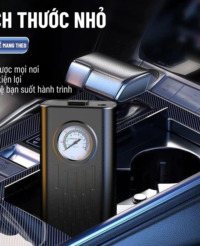Bơm lốp ô tô sạc pin tự động – Cài đặt sẵn áp suất, dừng khi đầy, vận hành êm ái chỉ 35dB