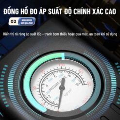 Bơm lốp ô tô sạc pin tự động – Cài đặt sẵn áp suất, dừng khi đầy, vận hành êm ái chỉ 35dB