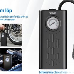 Bơm Lốp Ô Tô Wisezen Thông Minh Dùng Cho Xe Máy, Xe Đạp, Bóng – Màn Hình Điện Tử Hiển Thị Áp Suất