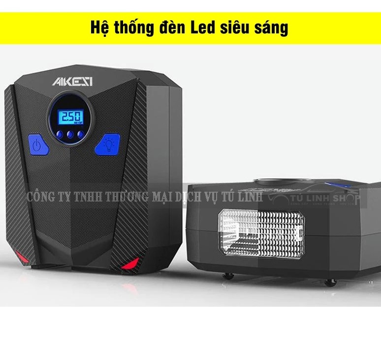 Bơm Lốp Ô Tô, Xe Hơi Điện Tử Tự Ngắt Chính Hãng AIKESI / YOROSHIKO (Có Pin Tích Điện)