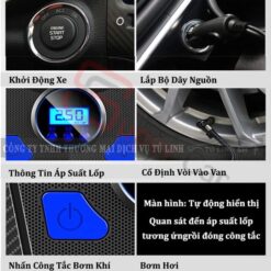 Bơm Lốp Ô Tô, Xe Hơi Điện Tử Tự Ngắt Chính Hãng AIKESI / YOROSHIKO (Có Pin Tích Điện)