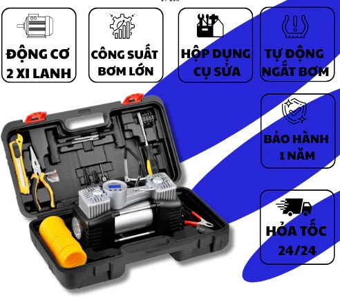Bơm Lốp Ô Tô Xiaomi MICAR 2 Xi Lanh Siêu Mạnh, Bơm Nhanh, Tặng Bộ Vá Lốp Khẩn Cấp