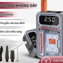 Bơm Lốp Xe Hơi Mini 120W Áp Suất 150 PSI Cầm Tay Không Dây, Có Dây Nhỏ Gọn, Mạnh Mẽ