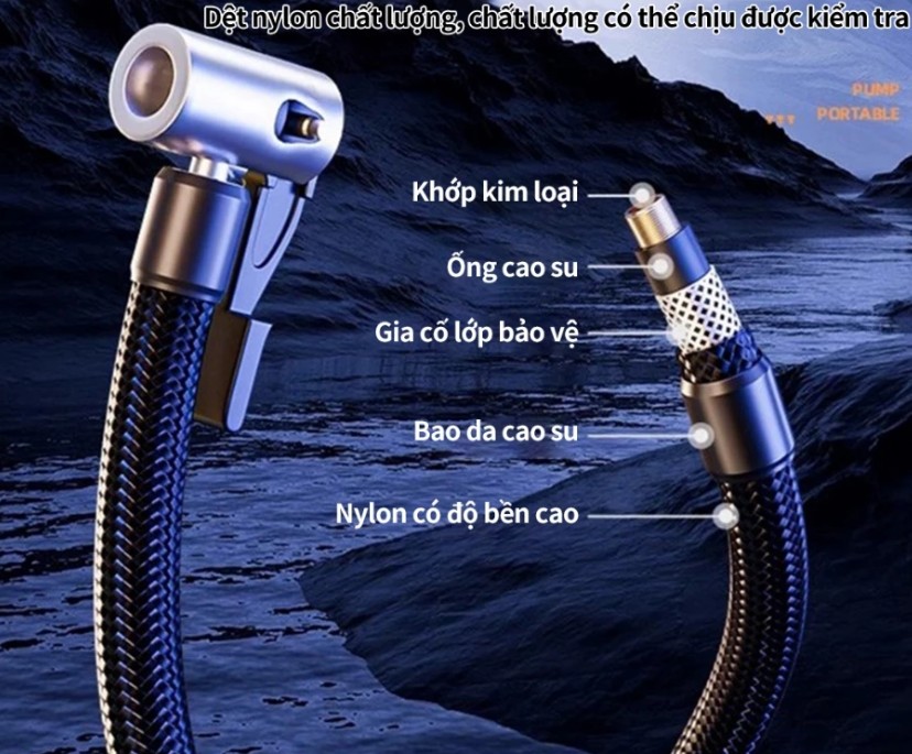 Bơm Lốp Xe Hơi Mini 120W Áp Suất 150 PSI Cầm Tay Không Dây, Có Dây Nhỏ Gọn, Mạnh Mẽ