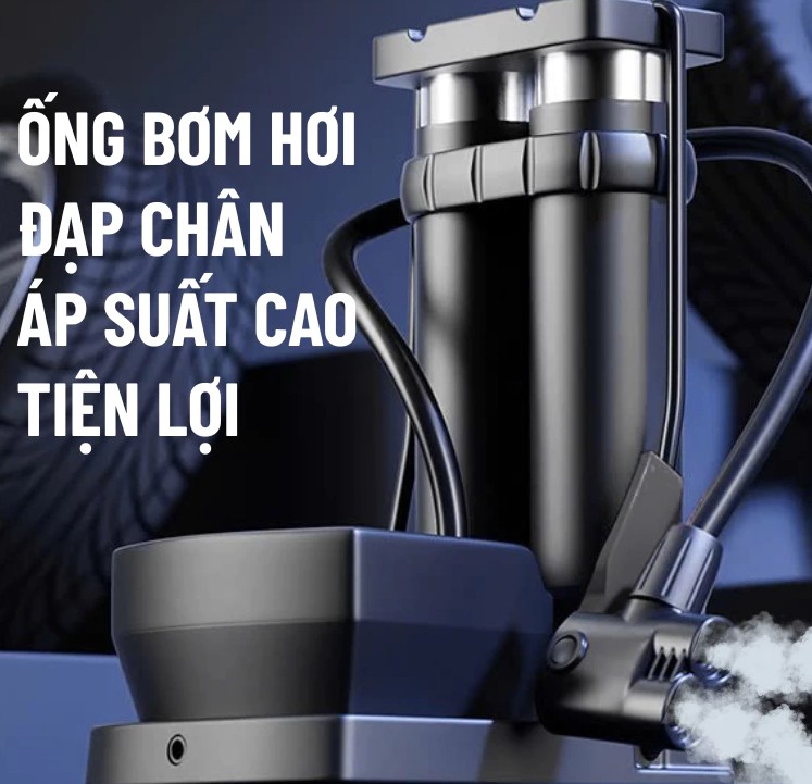 Bơm Xe Đạp, Bơm Xe Máy Mini Wisezen Nhỏ Gọn, Van Đa Năng, Áp Suất Cao