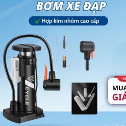 Bơm Xe Đạp & Xe Máy Đạp Chân V-Cycle Mini, Gấp Gọn, Hợp Kim Nhôm Cao Cấp