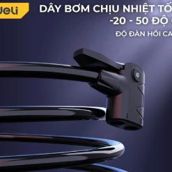 Bơm Xe Đạp Xe Máy Deli Tools,Tích Hợp Đồng Hồ Áp Suất 160 PSI Nhỏ Gọn Đa Năng Dễ Mang Theo