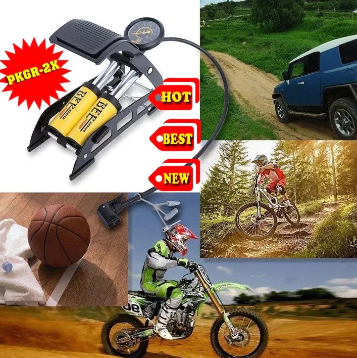 Bơm Xe Đạp, Xe Máy, Ô Tô 2 Ống Cao Cấp J44B-01 Bee | Bơm Hơi Đạp Chân Đa Năng