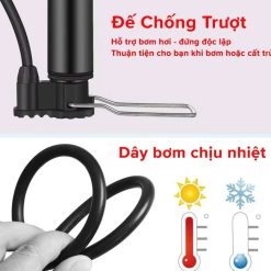 Bơm Xe Đạp – Xe Máy – Ô Tô Bằng Thép Không Gỉ Có Đồng Hồ Đo Áp Suất, Siêu Bền