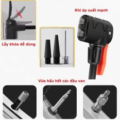 Bơm Xe Đạp – Xe Máy – Ô Tô Bằng Thép Không Gỉ Có Đồng Hồ Đo Áp Suất, Siêu Bền