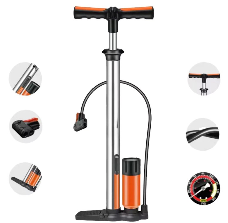 Bơm Xe Máy – Xe Đạp 160PSI Cao Cấp Tích Hợp Đồng Hồ Đo Áp Suất Chính Xác