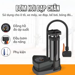 Bơm Xe Máy, Xe Đạp Mini Đa Năng Đầu Van Tiện Lợi, Có Đồng Hồ Đo Áp Suất