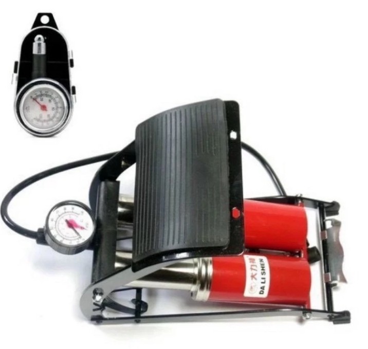 Bơm Xe Máy, Xe Hơi Đạp Chân 2 Xi Lanh Piston Chuyên Dụng CC-100A Lực Bơm Mạnh