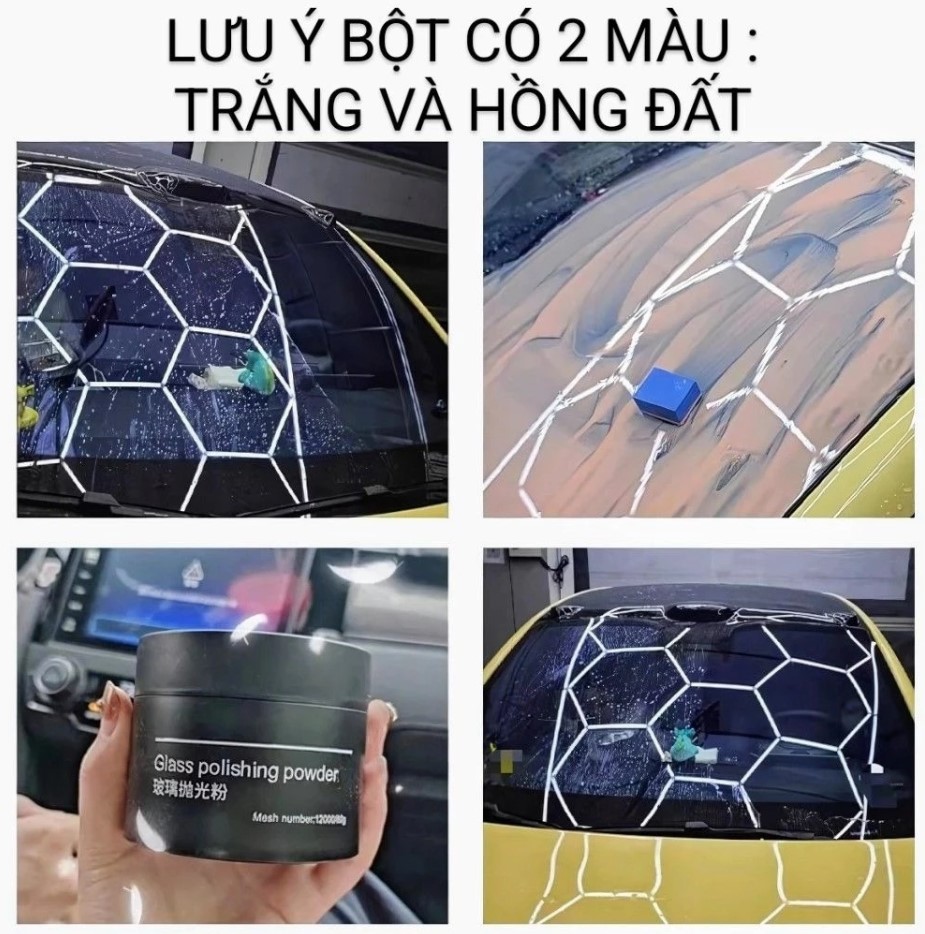 Bột Đánh Bóng Kính Ô Tô, Bột Đánh Bóng Thủy Tinh Ô Tô Tẩy Dầu Mạnh Bột Lau Kính Làm Sạch Màng Dầu Vết Bẩn Kính