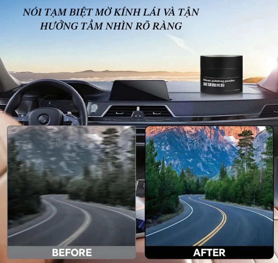 Bột Đánh Bóng Kính Ô Tô, Bột Đánh Bóng Thủy Tinh Ô Tô Tẩy Dầu Mạnh Bột Lau Kính Làm Sạch Màng Dầu Vết Bẩn Kính