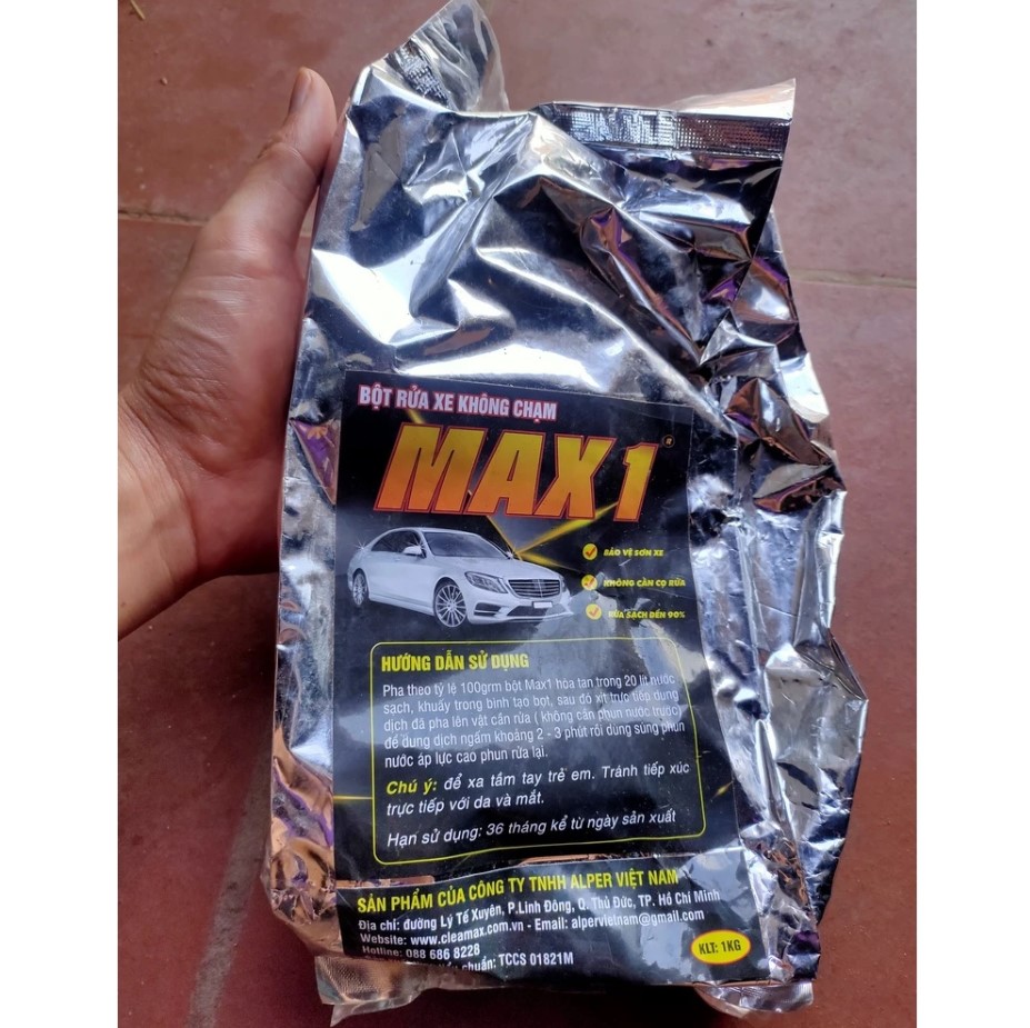 Bột Rửa Xe Ô tô, Xe Máy Bọt Tuyết Không Chạm MAX1 – Gói Lớn 1KG