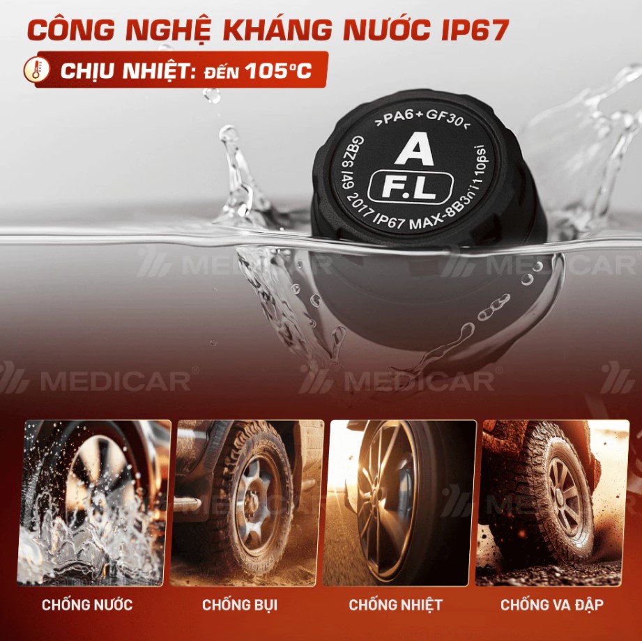 CẢM BIẾN ÁP SUẤT LỐP Ô TÔ MEDICAR – Cảnh Báo Tiếng Việt, Chính Xác Gấp Đôi
