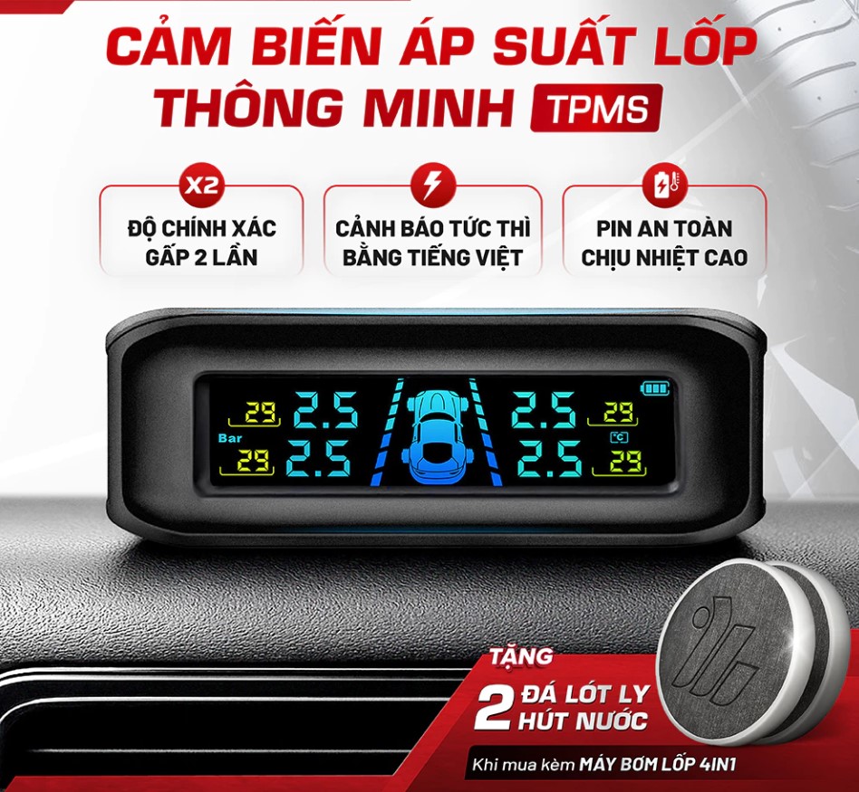 CẢM BIẾN ÁP SUẤT LỐP Ô TÔ MEDICAR – Cảnh Báo Tiếng Việt, Chính Xác Gấp Đôi