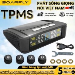 Cảm Biến Áp Suất Lốp Ô Tô Soarfly TPMS – Không Dây Dùng Tấm Pin Mặt Trời Màn Hình LCD Có USB Và 4 Cảm Biến