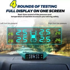 Cảm Biến Áp Suất Lốp Ô Tô Soarfly TPMS – Không Dây Dùng Tấm Pin Mặt Trời Màn Hình LCD Có USB Và 4 Cảm Biến