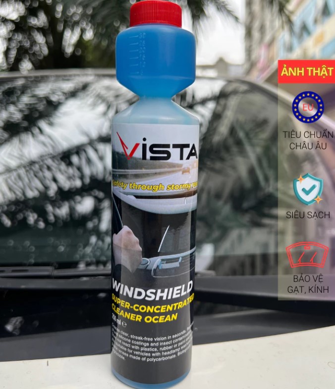 Chai Nước Rửa Kính Xe Ô Tô Vista Chuẩn Châu Âu, Làm Sạch Nhanh, Bảo Vệ Kính & Lưỡi Gạt
