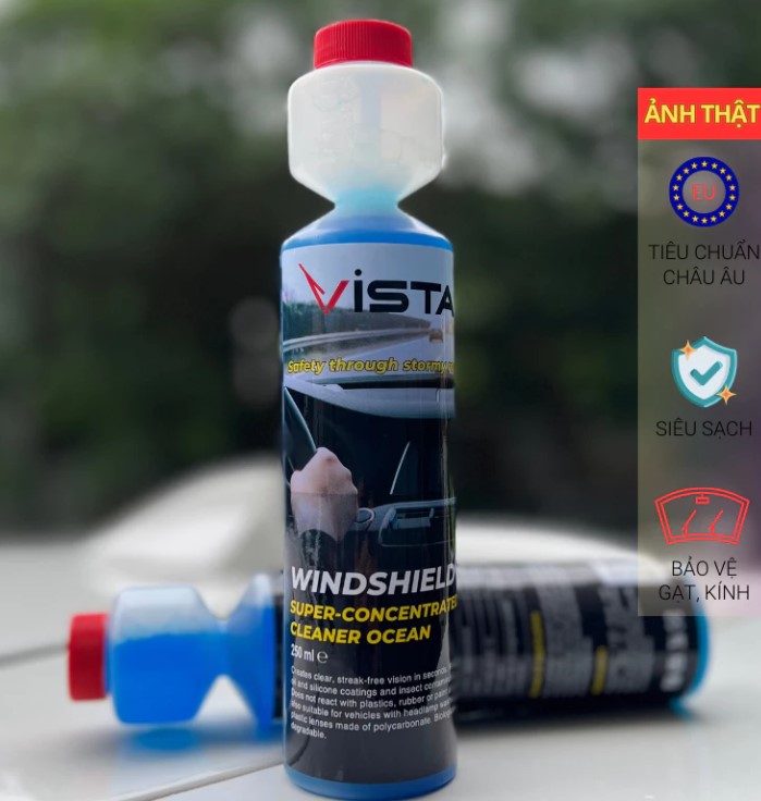 Chai Nước Rửa Kính Xe Ô Tô Vista Chuẩn Châu Âu, Làm Sạch Nhanh, Bảo Vệ Kính & Lưỡi Gạt