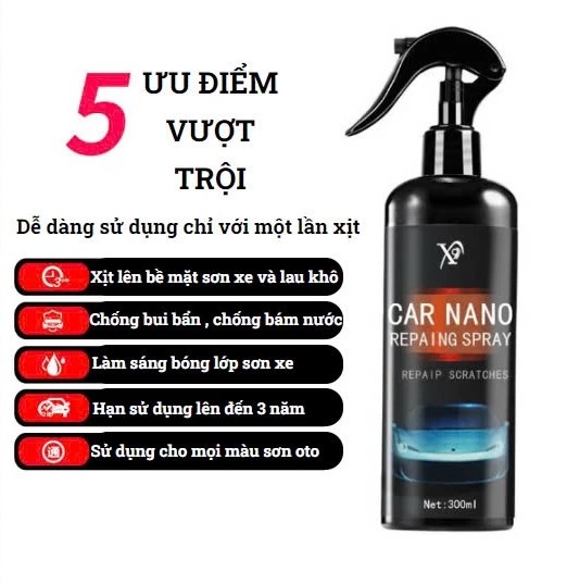 Chai Phủ Bóng Xe Car Nano – Phủ Bóng Sơn Ô Tô, Xe Máy & Hiệu Ứng Lá Sen Chống Bám Nước