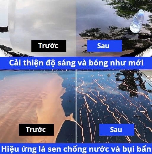 Chai Phủ Bóng Xe Car Nano – Phủ Bóng Sơn Ô Tô, Xe Máy & Hiệu Ứng Lá Sen Chống Bám Nước