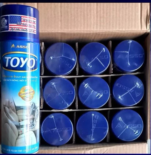 Chai Xịt Bóng ToYo Thái Lan 500ml – Làm Sạch & Làm Mới Da, Gỗ, Nhựa, Cao Su, Nội Thất Ô Tô