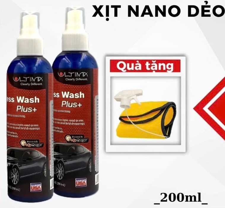 Chai Xịt Nano Dẻo Ultima 650ml Chính Hãng Vệ Sinh & Phủ Bóng Kính, Xe Ô Tô Không Cần Nước