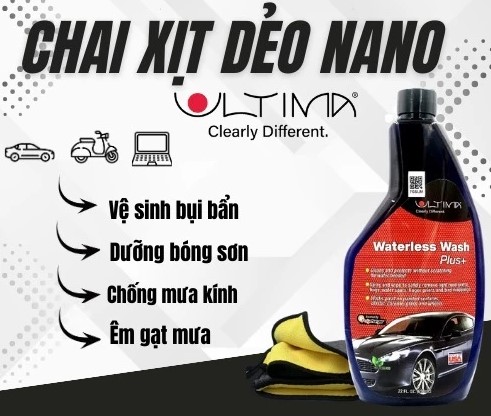 Chai Xịt Nano Dẻo Ultima 650ml – Làm Sạch Kính Không Cần Nước, Phủ Bóng & Chống Bám Nước