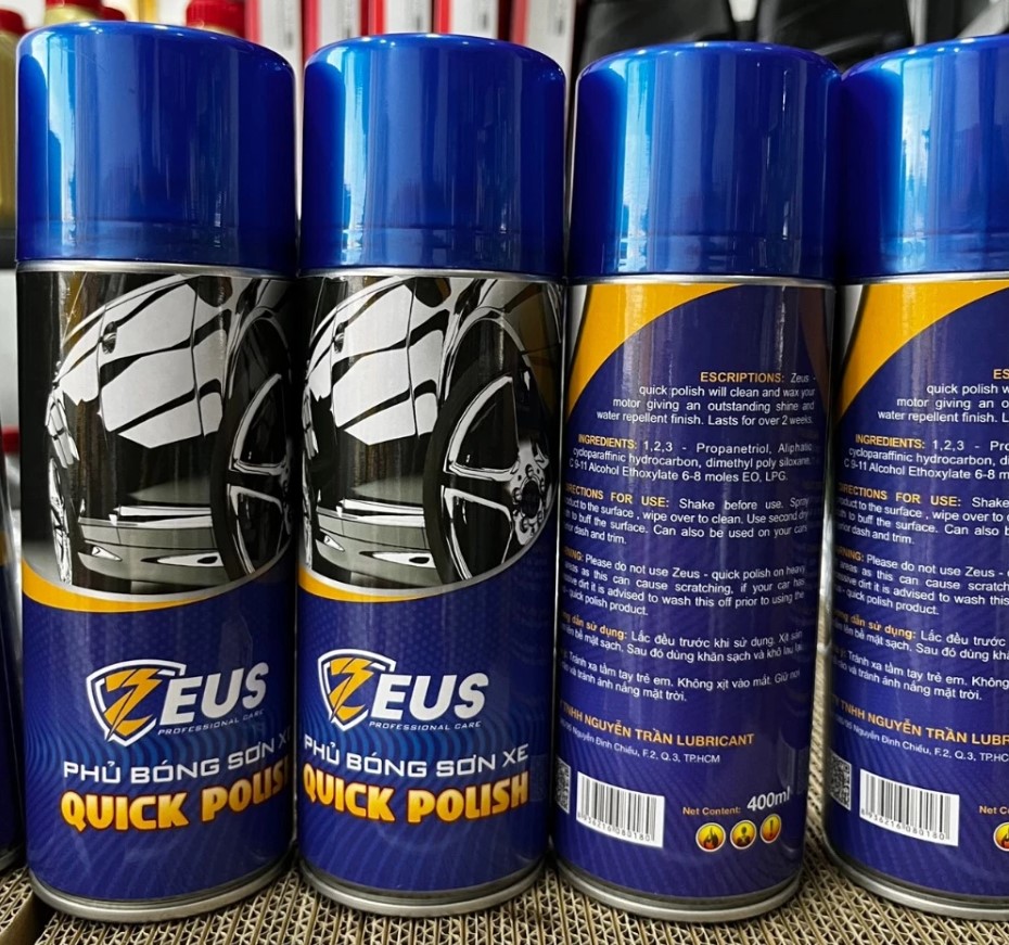 Chai Xịt Phủ Bóng Sơn Xe Máy Ô Tô, Dàn Áo ZEUS 400ml