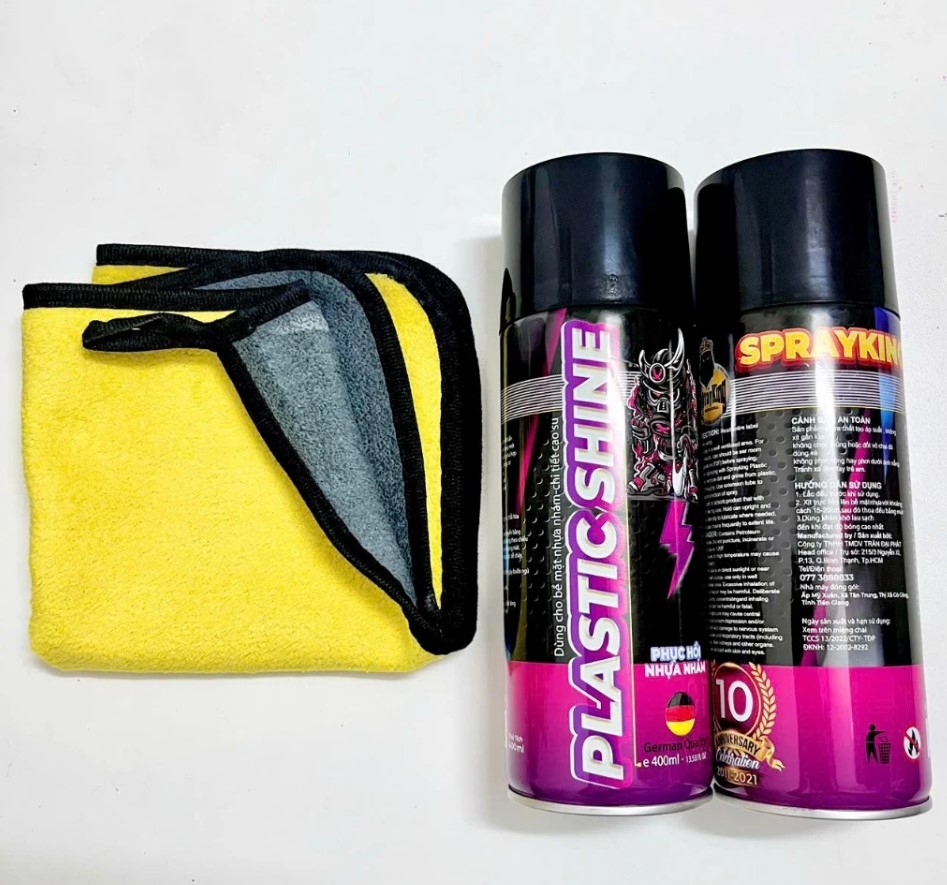 Chai Xịt Phục Hồi, Dưỡng Nhựa Nhám Sprayking Plastic Shine 400ml Tặng Khăn Mẫu Mới Nâng Cấp