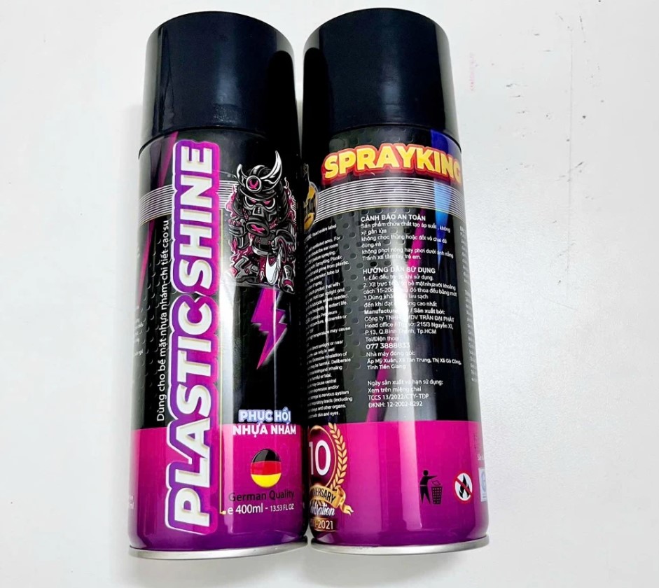 Chai Xịt Phục Hồi, Dưỡng Nhựa Nhám Sprayking Plastic Shine 400ml Tặng Khăn Mẫu Mới Nâng Cấp