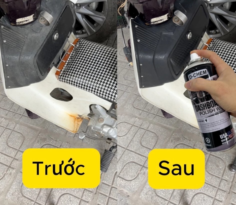 Chai Xịt Phục Hồi Nhựa Nhám & Đánh Bóng Đồ Da D-CHEM 450ml – Dưỡng Bề Mặt Nhựa Nhám Ô Tô, Xe Máy