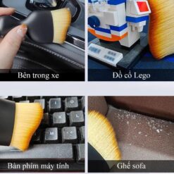 Chổi quét bụi vệ sinh nội thất xe oto làm sạch khe hở điều hòa xe hơi lông mềm mịn, chải cọ mini lau sạch ôtô, máy tính