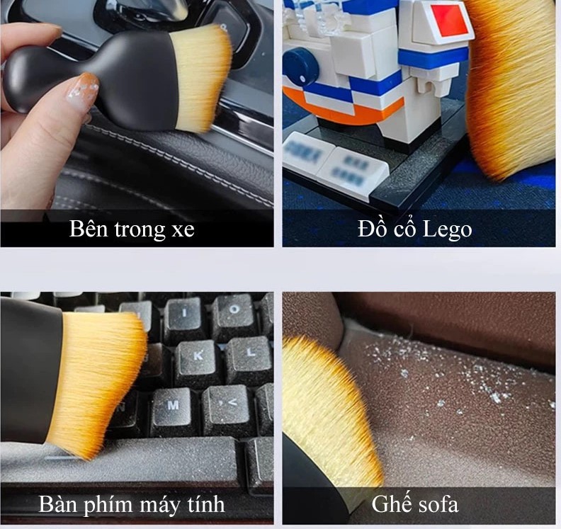 Chổi quét bụi vệ sinh nội thất xe oto làm sạch khe hở điều hòa xe hơi lông mềm mịn, chải cọ mini lau sạch ôtô, máy tính